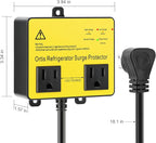 Refrigerator Surge Protector, Ortis Double Outlet Voltage Protector for Home Appliances with Time Delay, Protects Against Brownout, Spike, Instant Surge All Voltage Abnormalities, Yellow