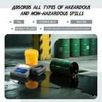 29 Pcs Universal Spill Kit Portable Complete 2.6 Gallon Spill Kit, Absorbs Oils Water and More, Yellow Bucket, 20 Absorbent Pads, 2 Pcs 3" x 4' Sorbent Socks, 5 Disposal Bags, PVC Gloves