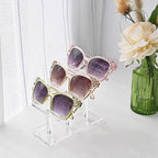 MOOCA 2 Pcs Set, 3 Tier Premium Acrylic Eyewear Display Stand, Sunglasses Rack Holder, Sunglasses Stand, Eyewear Organizer for Eyeglasses, 5 in H