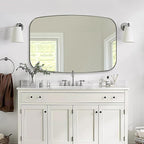 ANDY STAR 32x48 Chrome Bathroom Mirror, Oblong Silver Mirror with Stainless Steel Metal Frame, Oval Vanity Mirror for Over Sink, Modern Anti Rust Wall Mounted