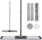 36 Inch Commercial Industrial Floor Mop, Long Handle, Washable Cotton and 2 Microfiber Mop Pads, Heavy Duty Wet and Dry for Hardwood, Tiles, Laminate