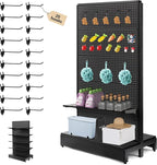 Pegboard Display Stand, Gondola Shelf Display for Convenient Grocery Office Supply or Liquor Stores, Standing Pegboard Display Two Sides Peg Board Panels, 20 Hooks, No Including 8 Shelves