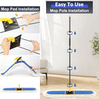 CLDREAM 24" Commercial Dust Mop for Floor Cleaning with 2 Replacement Mop Head, Large Industrial Push Broom Mops with 60" Long Handle,Wet Dry Floor Duster for Concrete Hardwood Tiles Marble Floors