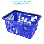 SSWBasics Blue Plastic Shopping Basket with Handles - Essential Shopping Baskets for Retail Store Use, Durable and Convenient Shopping Baskets for Customers