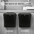 ELPHECO Hanging Trash Can with Lid 2.5 Gallon Kitchen Compost Bin for Under Sink, Plastic Wall-Mounted Garbage Can, Small Kitchen Trash Bin, Small Trash Can with Lid for Office, Bathroom, Black