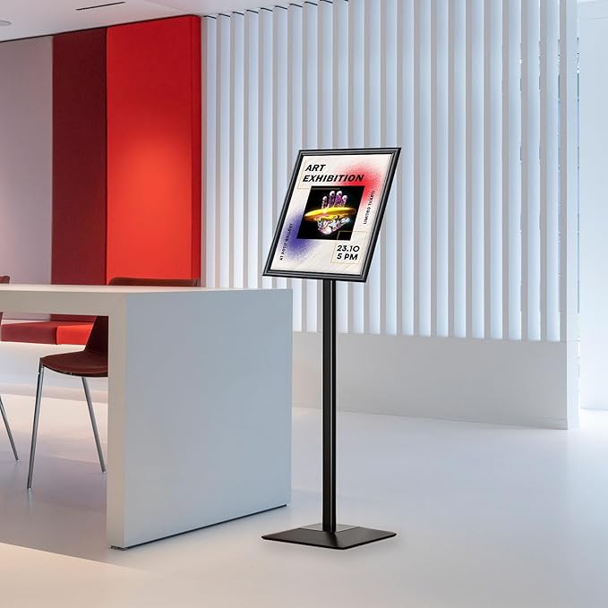 Sign Stand for Display, 11lbs Integrated Rod Heavy Duty Pedestal Floor Signage Stand Holder, for Outdoor or Indoor Advertising (11 x 17, Black)