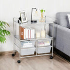 Giantex Rolling Storage Cart w/ 4 Drawers 2 Shelves Metal Rack Shelf Home Office School Beauty Salon Utility Organizer Cart with Wheels (White)