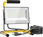 Olafus 60W LED Work Lights, 8400LM Portable Flood Light with Plug, 5000K Daylight, IP65 Waterproof Adjustable Job Site Lighting for Construction Site, Garage, Workshop, Jetty