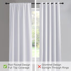 PONY DANCE Short Room Darkening Curtains 48 inch Long for Small Window, Rod Pocket Privacy Bathroom Draperies, Lighting Filtering Drapes for Basement(2 Panels Set, Pure White, W42 x L48 inches)