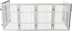 Pet Dog Gate Strong and Durable Freestanding Folding Acacia Hardwood Portable Wooden Fence Indoors or Outdoors by Urnporium (White Pet Gate, 8 Panel 30" Tall)