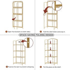 Crofy No Assembly Folding Bookshelf for Living Room, 4 Tier Gold Collapsible Book Shelf for Home Office, Portable Bookcase Storage Organizer
