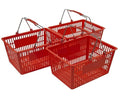 Only Holds Shopping Baskets Set of 3 Red Baskets with Wire Handles