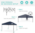 Best Choice Products 10x10ft 1-Person Setup Pop Up Canopy Tent Instant Portable Shelter w/ 1-Button Push, Case, 4 Weight Bags - Blue
