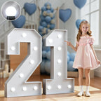 Marquee Numbers 3 Feet Tall Big Light Up Numbers 21st Birthday Decorations Women Men White Anniversary Party Decor Large Cardboard Prop Backdrop Sign 21