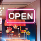 inSharePlus 16"x 9" LED Neon Open Sign for Business, with ON/OFF Switch adapter, Ultra Bright Lighted Sign Open, Electric Light up Sign for Stores, Restaurants Offices Retail Shops Window Storefronts