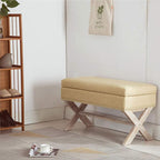 chairus Fabric Upholstered Storage Entryway Bench, 36 inch Bedroom Bench Seat with X-Shaped Wood Legs for Living Room, Foyer or Hallway - Beige