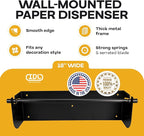 IDL Packaging 18" Wall Mounted Kraft Paper Roll Dispenser & Cutter for Rolls up to 18" Wide and 9" in Diameter - Durable Paper Holder with a Serrated Blade - Wall Mount Set Included