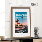 VCK 16x24 Poster Frame 5 Pack - Walnut, High-End Wood Picture Frames with Polished Plexiglass, Display 12x18 Photo with Mat or 16x24 without Mat, Art Gallery-Quality, Wall Hanging, Walnut
