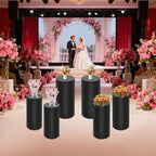 6Pcs Metal Pedestal Stand for Party, Large Black Cake Stand, Pedestal Display Plinth Pillars for Wedding Ceremony Birthday Party Art Decor, Column Decorative Cube for Wedding Dessert Table Display