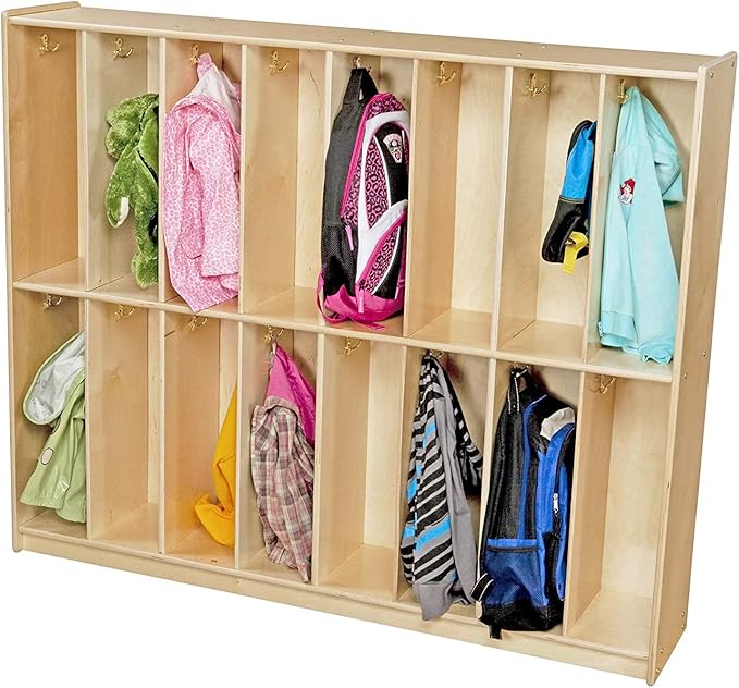 Contender 16 Section Classroom Coat Locker with Backpack Hanger, Dual Hooks, for Cubby Coat Rack, for Office, School, Kindergarten, Day Care [Comes Fully Assembled]