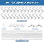 Super Brightness 6000K Cool Light Dimmable Brightness 25W 2000lm H Type LED Track Lighting Kit System with 26 FT Track Rails, Ceiling Spotlight Fixture with Installation Package
