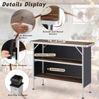 Giantex Portable Bar Table for Events, Folding Mobile Bartending Station with Storage Shelves, Removable Privacy Skirt, Carrying Case, for Parties, Catering, Trade Shows (Coffee, 43.5''L x 34.5''H)