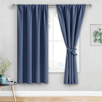 JIUZHEN Blackout Curtains for Bedroom– Thermal Insulated,Noise Reducing Room Darkening Rod Pocket Curtains for Living Room, Set of 2 Panels with Tiebacks, 42 x 63 inch Long, Dusty Blue