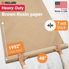 48" x 1992" (166’) Brown Rosin Paper Roll (Pack of 4) - Made in USA Thick Heavy-Duty 7 mil Masking Paper for Surface Protection from Paint, Dust, Foot Traffic - Paint Floor Covering