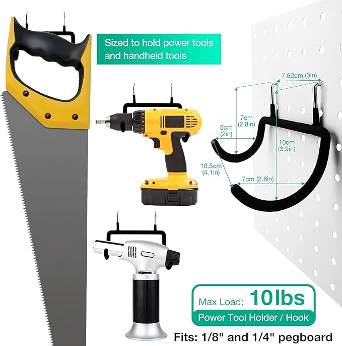 G.CORE 12 Pack Peg Board Tool Utility Hooks, Heavy Duty Pegboard Set Hooks Hangers, Pegboard Accessories for Garage Kitchen Bathroom Home Improvement Retail Display Shelf Board Craft Room Organization