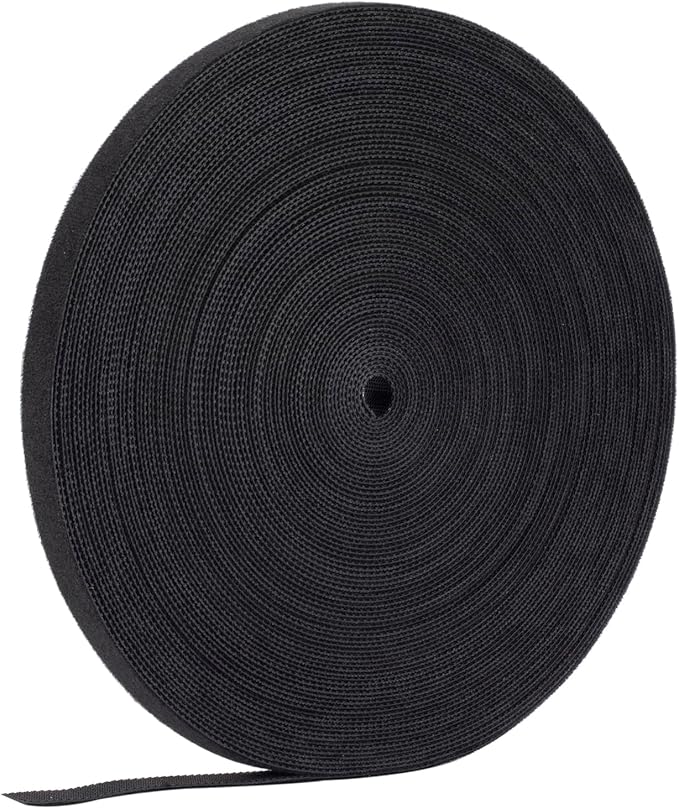 Cable Ties Reusable Straps Cable Wire Management Roll Black Fastening Double Sided Hook and Loop Tape 25Yard(3/4 inch)