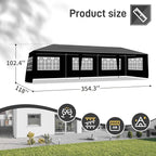 10x30 FT Party Tent, Outdoor Wedding Tents for Parties, Canopy Event Tent with 8 Removable Sidewalls, Waterproof Gazebo Shelter for Birthday Parties, Weddings, BBQs & Events (10X30FT-8Sides Black)