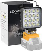 LIVOWALNY Cordless LED Work Light Compatible with Dewalt 20v Battery, 70W 7000LM Flashlight Portable LED Flood Battery Light with USB A & USB C Charging Output Port for Emergency Outdoors and Job Site