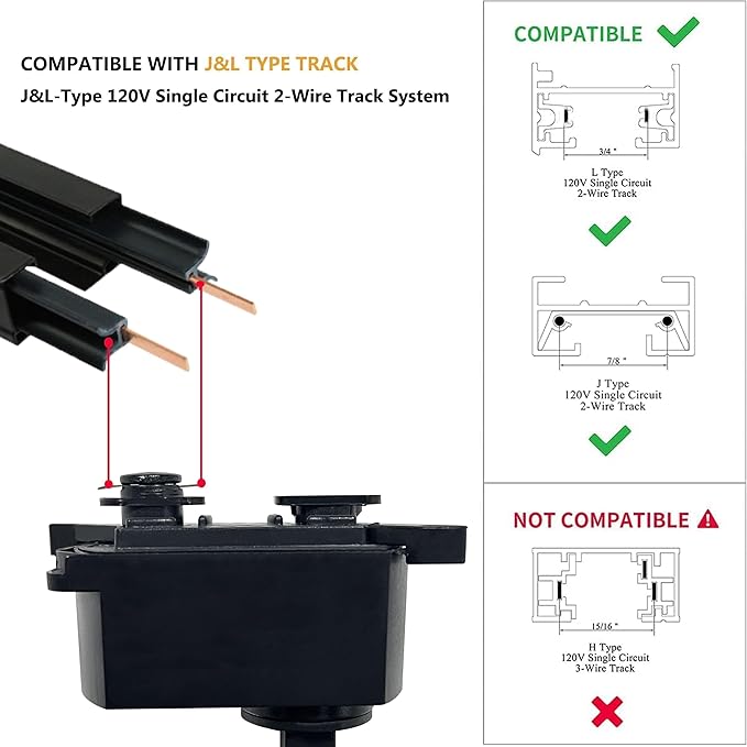 Super-Bright 25W 2000lm J&L Type LED Black Track Lighting System,3000K Warm Light Dimmable Brightness,with 13 FT Track Rails and Ceiling Spotlight Fixture Installation Package