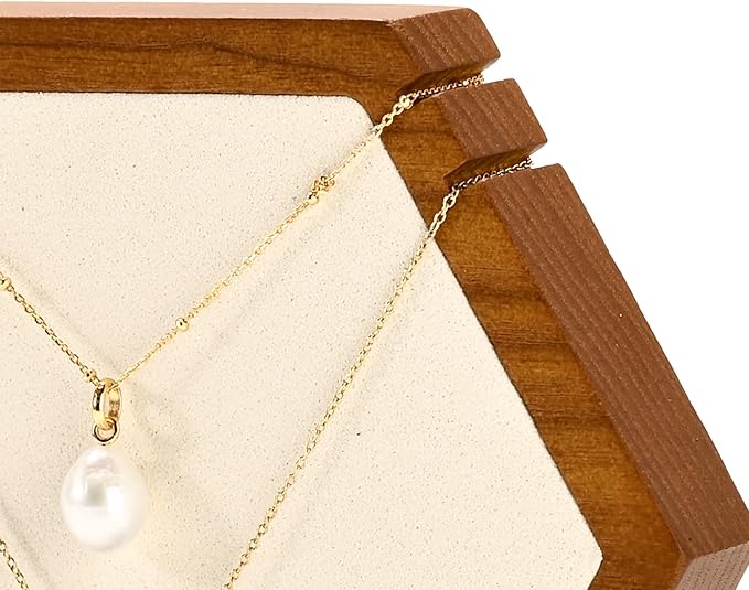 Solid Wood Hexagon Necklace Holder Stand Retail Hanging Jewelry Necklace Stand Display for Vendors(Beige)