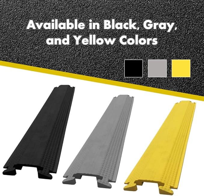 Kable Kontrol Drop Over Floor Cord Cover – 36” Inch Long 1 Channel Cable or Wire Protector – 20 Pcs Bulk Pack - Rubber Ramp for Indoor and Outdoor Use – Black