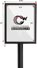 Crowd Control Warehouse Pedestal Standing Floor Sign Frame with Sloped Base, 8.5x11 Inch Vertical, Satin Stainless Steel
