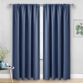 JIUZHEN Blackout Curtains for Bedroom - Thermal Insulated Room Darkening Rod Pocket Curtains for Living Room, Set of 2 Panels with Tiebacks, 52 x 90 Inch Length, Dusty Blue