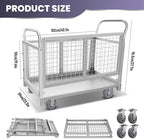 Platform Truck Cart, 4 in 1 Foldable Push Cart with Cage 2200 LBS, Hand Dolly Truck for Grocery Cart on Wheels, Laundry, Storage