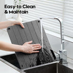 Stone Dish Drying Mat for Kitchen Counter, Water Absorbing Bathroom Tray Sink Organizer, Diatomaceous Earth Countertop Dish Rack Riser Sponge Holder Soap Dish, Dark Gray, 16" x 12"