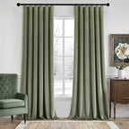 MIULEE Sage Green Velvet Curtains 108 Inch Length 2 Panels Set for Bedroom, Pinch Pleat Back Tab Luxury Thermal Insulated Living Room Darkening Pleated Blackout Extra Long Window Curtain with Hooks