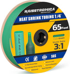 haisstronica 3:1 Heat Shrink Tubing, Shrink Ratio Adhesive Lined Marine Grade Heat Shrink Tube for Home, Automotive and Industrial (Green) 65FT 1/4inch