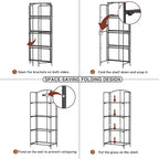 Crofy No Assembly Folding Bookshelf for Living Room, 4 Tier Black Collapsible Book Shelf for Home Office, Portable Bookcase Storage Organizer