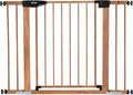 Mom's Choice Award Winner-BABELIO 26-40" Metal Baby Gate with Wood Pattern, PressGuard C5 Easy Install Pressure Mounted Dog Gate for Stairs and Doorways, with Wall Protectors and Extension Kits