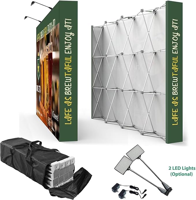 Fabric Pop Up Display Customized 7.5x15 FT Straight Trade Show Exhibit Booth Trade Show Backdrop Display Pop-Up Tension Fabric Displays