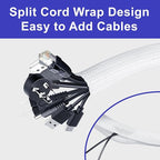 Cable Management Sleeves 1in - 2 Pack 6.6ft Split Braided Cable Sleeve White, Cord Protectors from Pets, Wire Organizers for Cords, Flexible Cord Wrap Wire Sleeve for Computer Cord Organizer