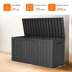 75 Gallon Resin Deck Box, Lockable Patio Outdoor Storage Box for Furniture, Garden Tools and Tools Storage, Waterproof Outside Storage Boxes - Black