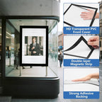 50 Pack Magnetic Sign Holder, 8.5in x 11in Self Adhesive Wall Mount Magnetic Document Holder, Magnetism Border Sign Holder with Transparent PVC Front Cover