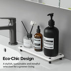 2 Pack Fast Drying Water Absorbing Diatomite Stone Mat Tray for Kitchen & Bathroom Counter - Instant Dry Sink Caddy Organizer - Vanity Holder for Soap and Sponge – White 10" x 4"
