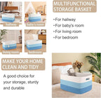OIAHOMY Large Blanket Basket, 22”x17”x12” Rectangle Woven Baskets, Nursery Blanket Storage Living Room, Toy Storage With Handle, Large Baskets for Organizing-Gradient Light Blue
