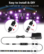 HitLights LED Strip Lights, Small LED Light Strips Dimmable, RGB 5050 Color Changing LED Tape Light with Remote and UL-Listed Adapter for TV Backlight, Bedroom, Cabinet Shelf Display